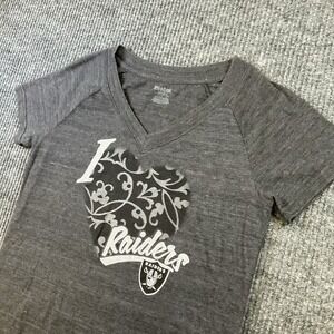 NFL Las Vegas Raiders Women's V Neck Shirt Large Gray EUC